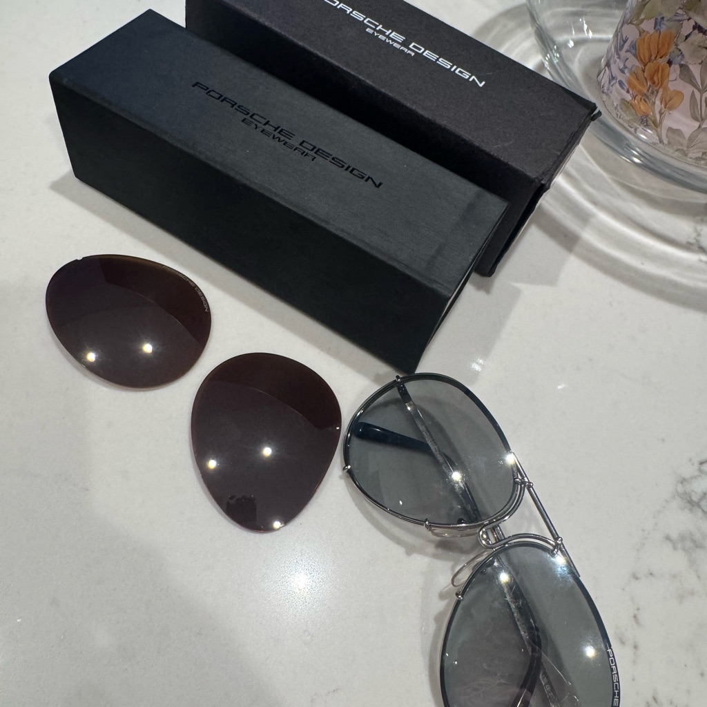 Porsche Design Silver Aviator Sunglasses With Brown Lenses